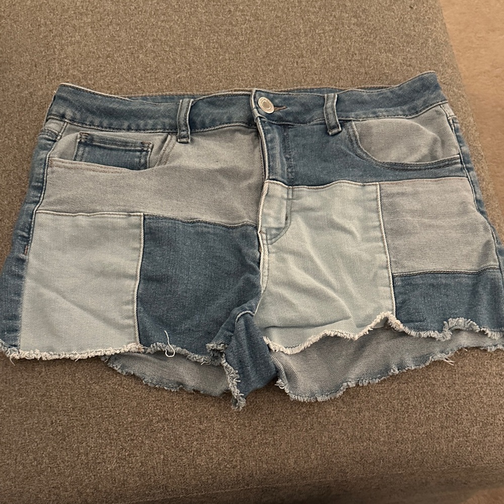 SO Women's Blue Patchwork Jean Shorts